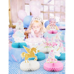9 Pcs Unicorn Rainbow Honeycomb Centerpieces,Unicorn Centerpiece For Table Birthday Party Decorations Pastel Table Topper Centerpiece For Girls Princess Theme Birthday Baby Shower Party Decor