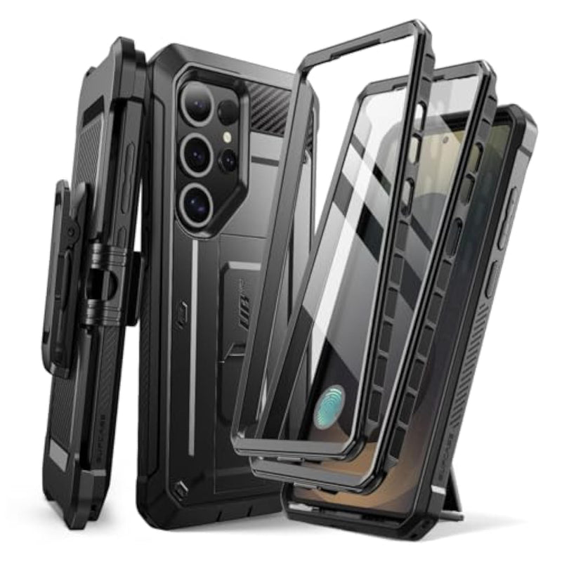 SUPCASE for Samsung Galaxy S25 Ultra Case with Stand (Unicorn Beetle Pro), [2 Front Frames] [Built-in Screen Protector & Belt-Clip] Military-Grade Protection Phone Case for S25 Ultra 6.9 Inch, Black