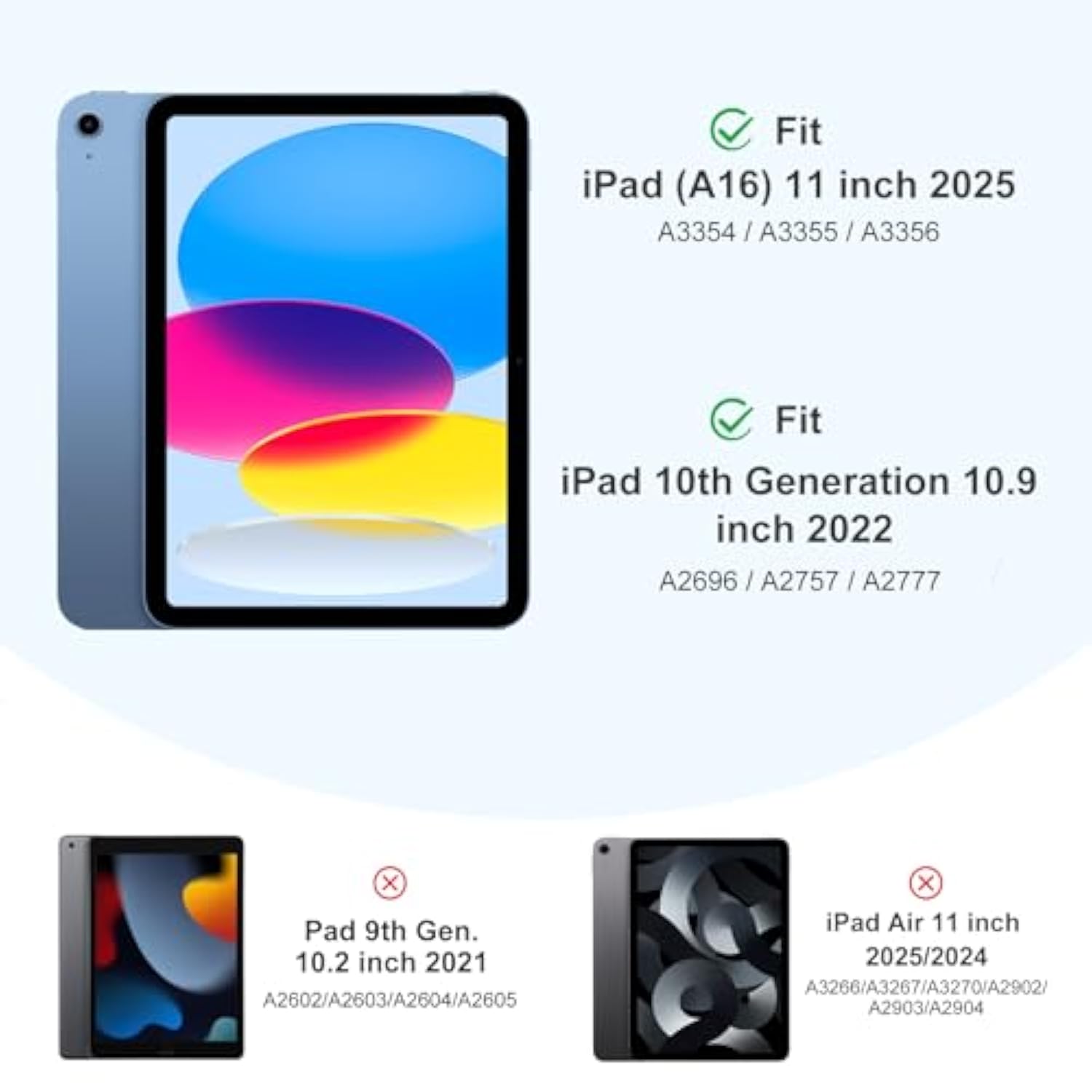 Compatible With (A16) 11Th Generation Case 11 Inch 2025, For 10Th Generation Case 10.9 Inch 2022 With Pencil Holder, Slim Trifold Stand Protective Cover With Soft Tpu Back, Black