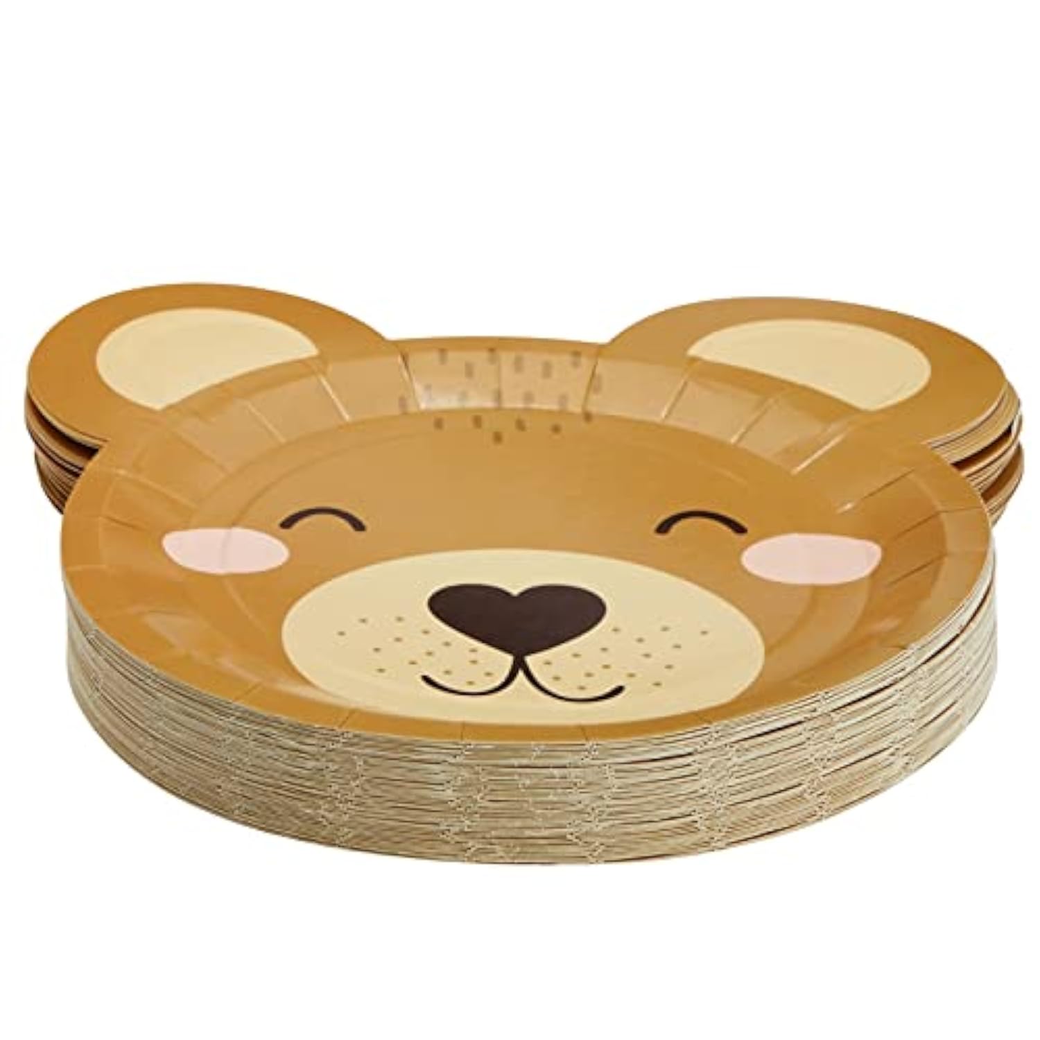 Teddy Bear Paper Plates - 48 Pack - 11-Inch Brown Bear Shape - Disposable & Sturdy Birthday Party Plates For Baby Shower & Celebrations