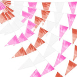 130Ft Rose-Gold Pink Glitter Triangle Pennant Banner Flag Metallic Bunting Fabric Garland For Christmas Graduation Wedding Engagement Anniversary Bachelorette Bridal Shower Valentine'S Party Decor