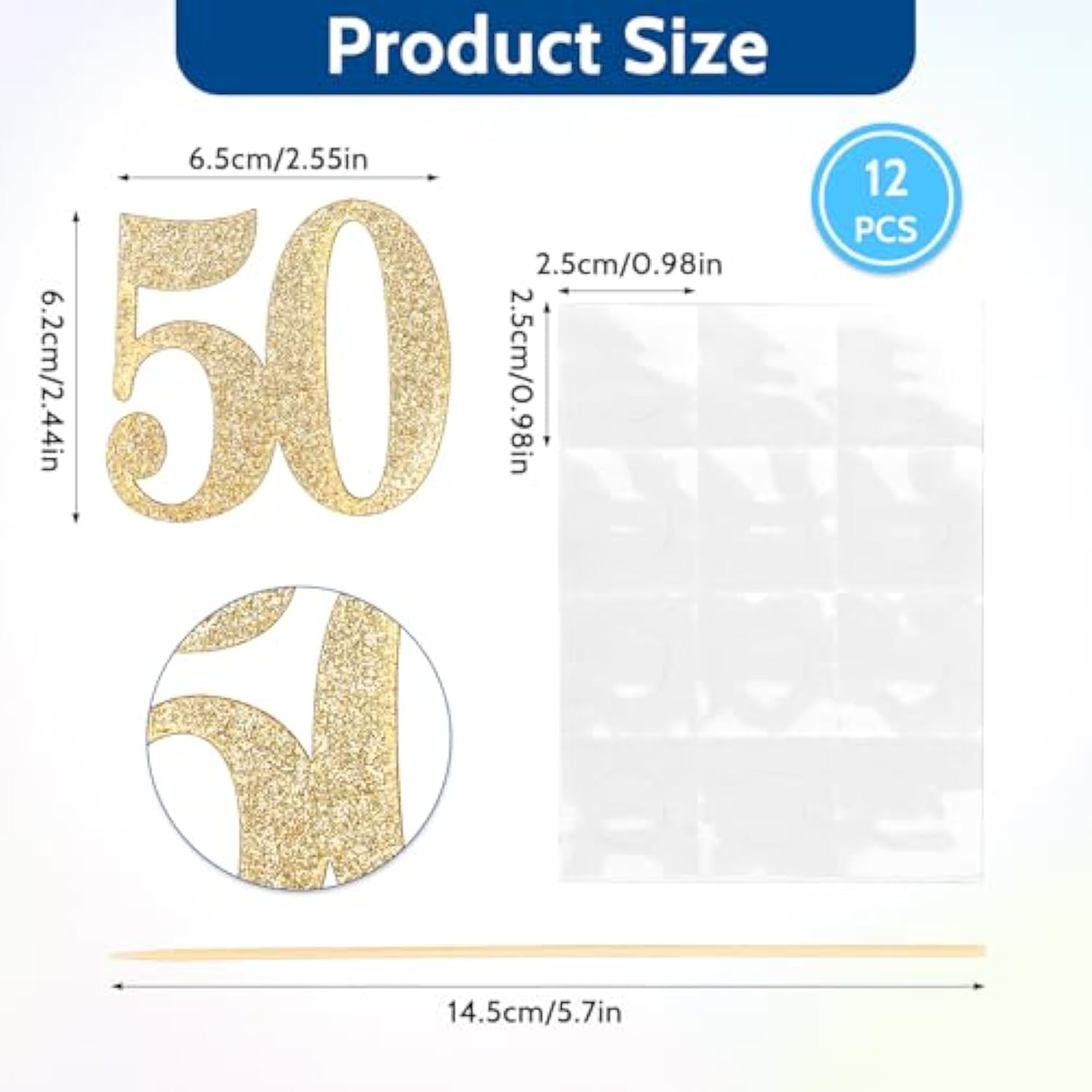 12Pcs Gold 50Th Birthday Centerpiece Sticks Glitter Number 50 Table Centerpieces Flower Toppers, 50Th Centerpiece For Wedding Anniversary Party Decorations Supplies