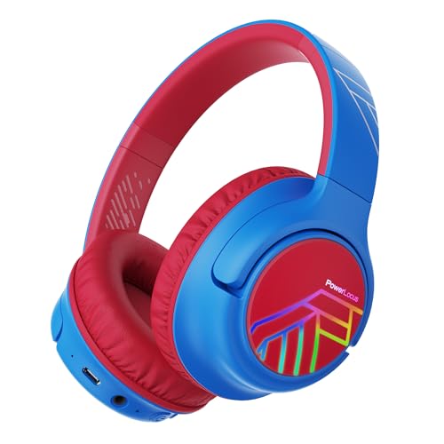 Kids Wireless Headphones, Bluetooth Kids Headphones LED Lights Over Ear with 74/85/94dB Volume Limited, 45H Playtime,Built-in Mic, Two Device Share