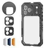 Phone Cage Compatible with iPhone 17 Pro Max, Quick Release Video Rig Stabilizer Accessories with 67mm Filter Ring, 17mm Lens Backplate, T Mount
