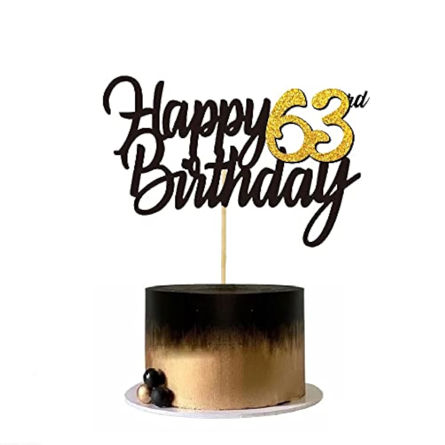 Happy 63Rd Birthday Cake Toppers Glitter 63Rd Anniversary Cake Topper 63 Years Loved Bday Decorations 63 Gold Birthday Cake Decorations Sixty-Three Party Supplies For Women Men(Black Gold)