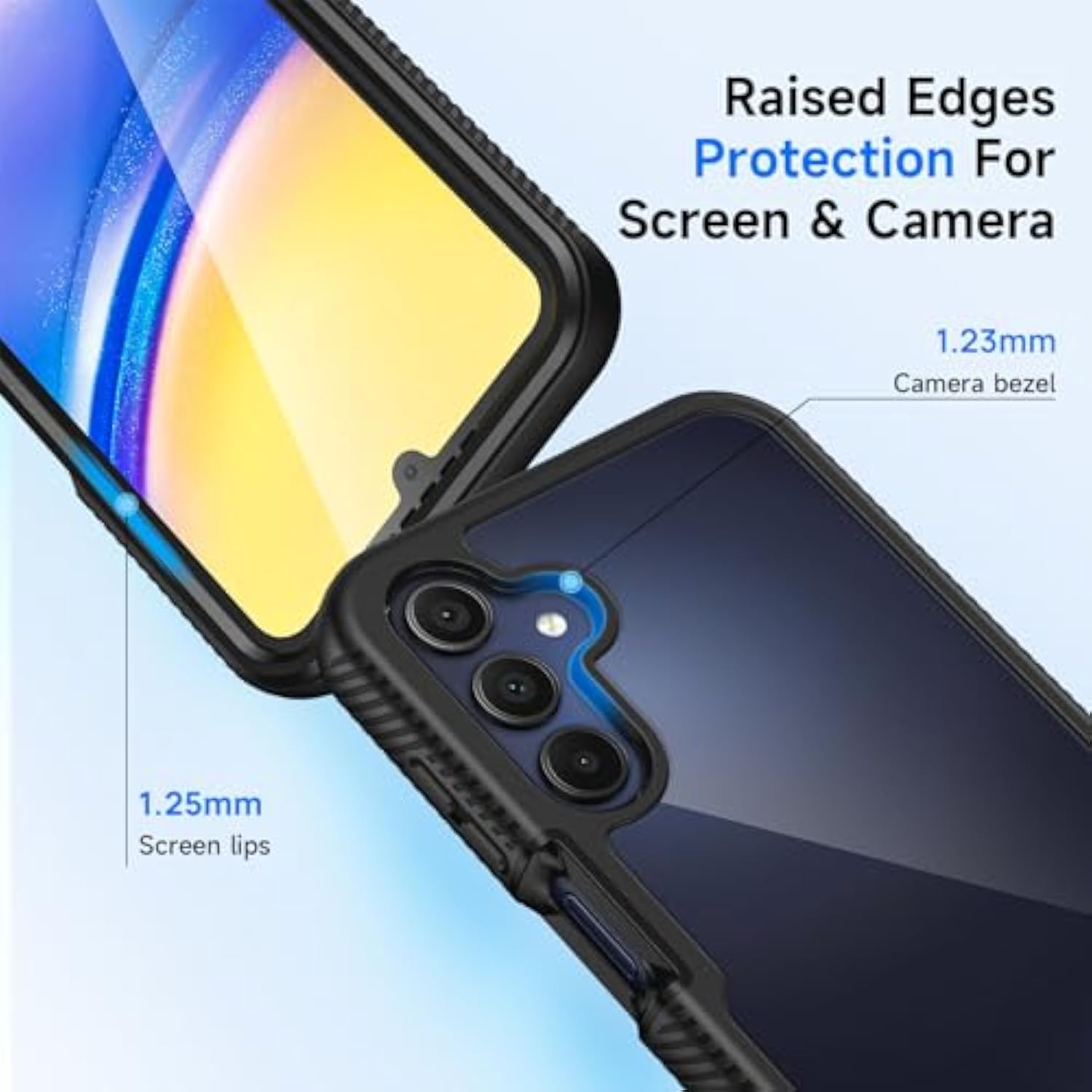 Designed For Galaxy A15 5G Phone Case, Full Body Shockproof Cover, With Builtin Screen Protector Slim Fit Protective Case For Samsung Galaxy A15, Black