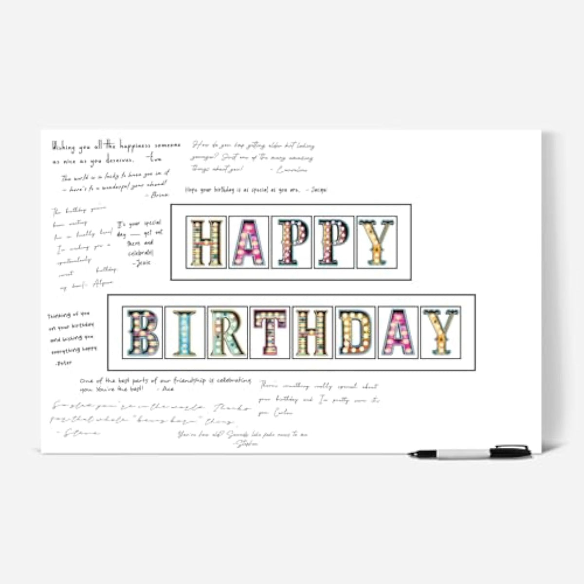 L&O Goods Happy Birthday Card | Guest Book Alternative | Happy Birthday Sign Decorations For Men, Women, Boys, Or Girls | Wall Art Poster | 11X17 Inch | Unframed