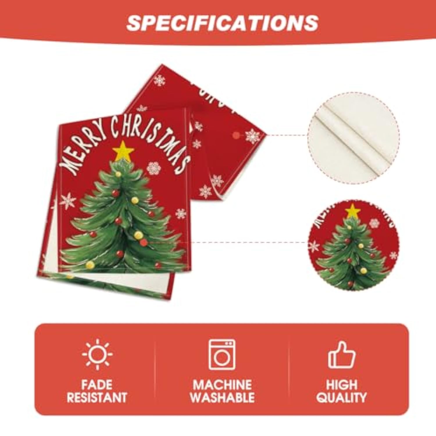 Red Xmas Pine Snowflake Merry Christmas Table Runner, Seasonal Winter Kitchen Dining Table Decoration For Home Party Decor 13X72 Inch