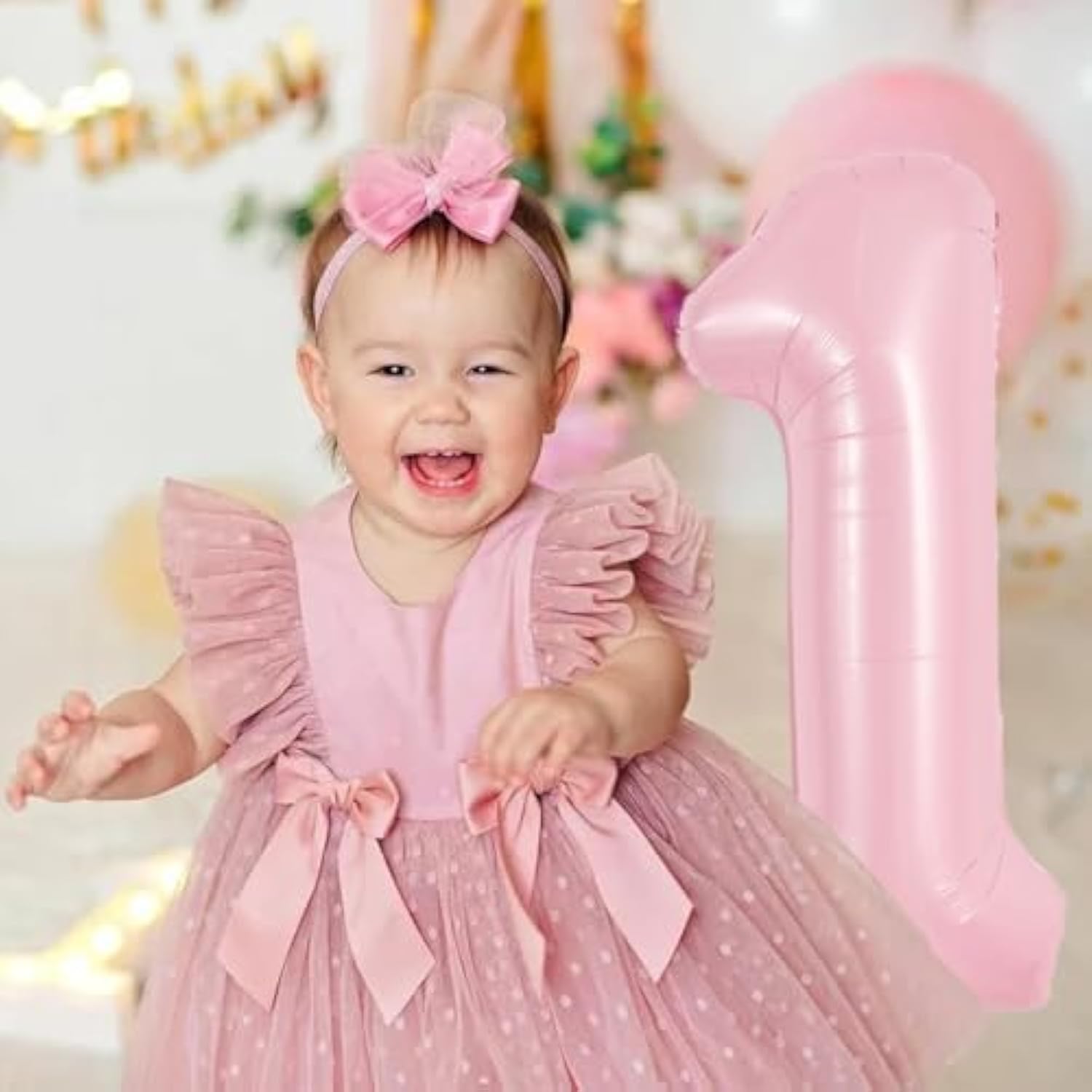 40-Inch Pastel Pink Number 1 Balloon Foil Birthday Party Decorations