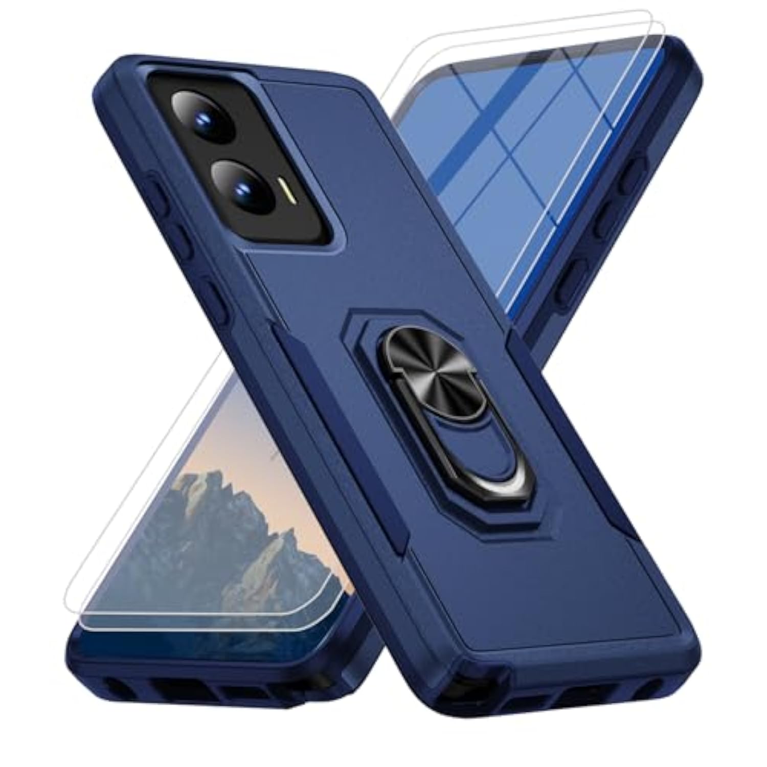 For Motorola Moto G Stylus 5G 2024 Case [15 Ft Military Grade Drop Protection] With 2X Tempered Glass Screen Protector, Heavy-Duty Shockproof Kickstand Case For Moto G Stylus 5G 2024 Dark Blue