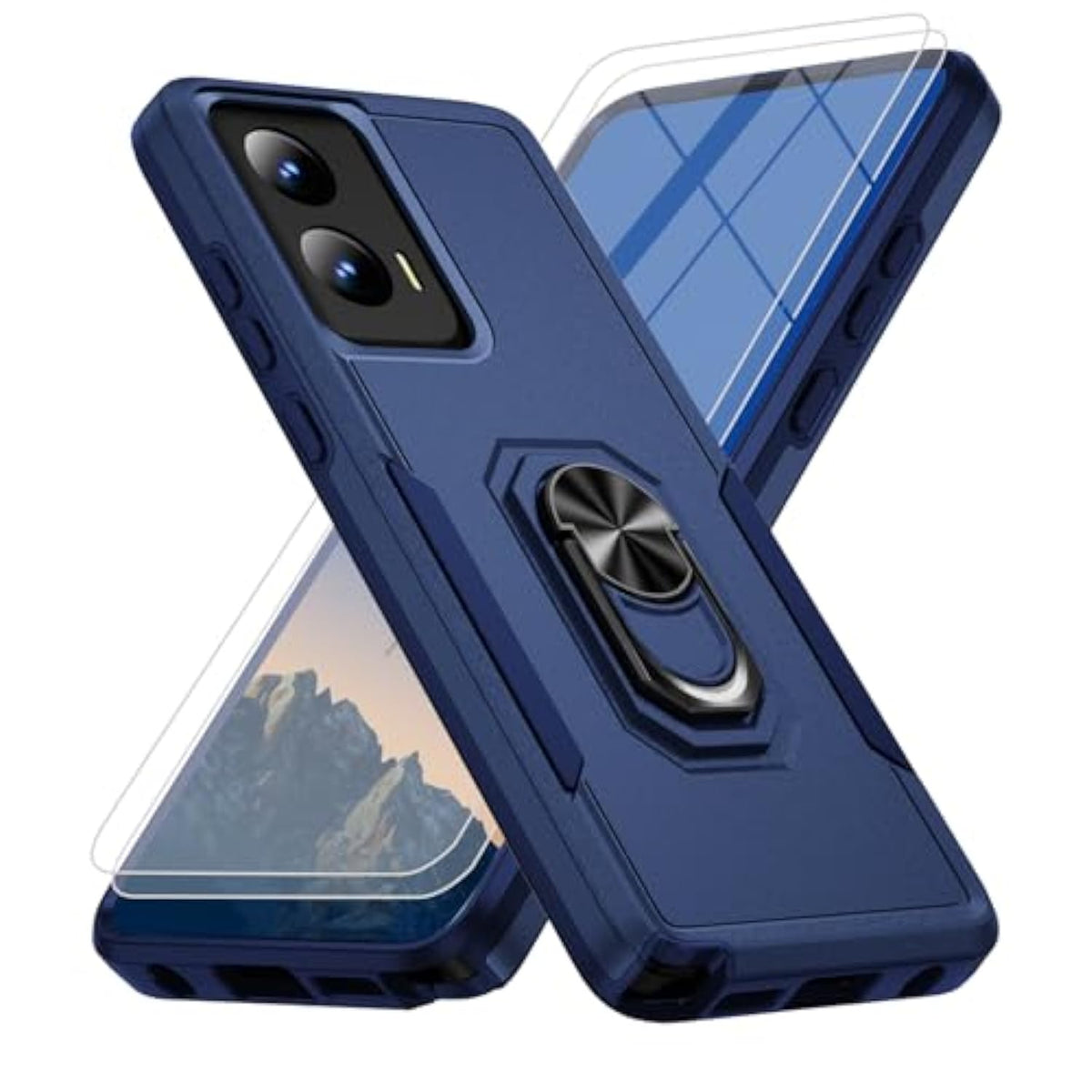 For Motorola Moto G Stylus 5G 2024 Case [15 Ft Military Grade Drop Protection] With 2X Tempered Glass Screen Protector, Heavy-Duty Shockproof Kickstand Case For Moto G Stylus 5G 2024 Dark Blue