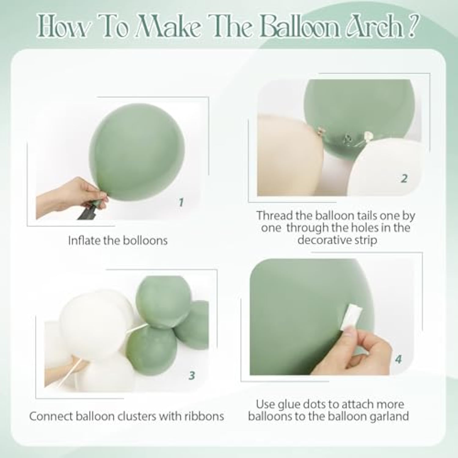 146pcs Neutral Balloon Arch Kit with Sage Green & White Balloons for Parties