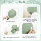 146pcs Neutral Balloon Arch Kit with Sage Green & White Balloons for Parties