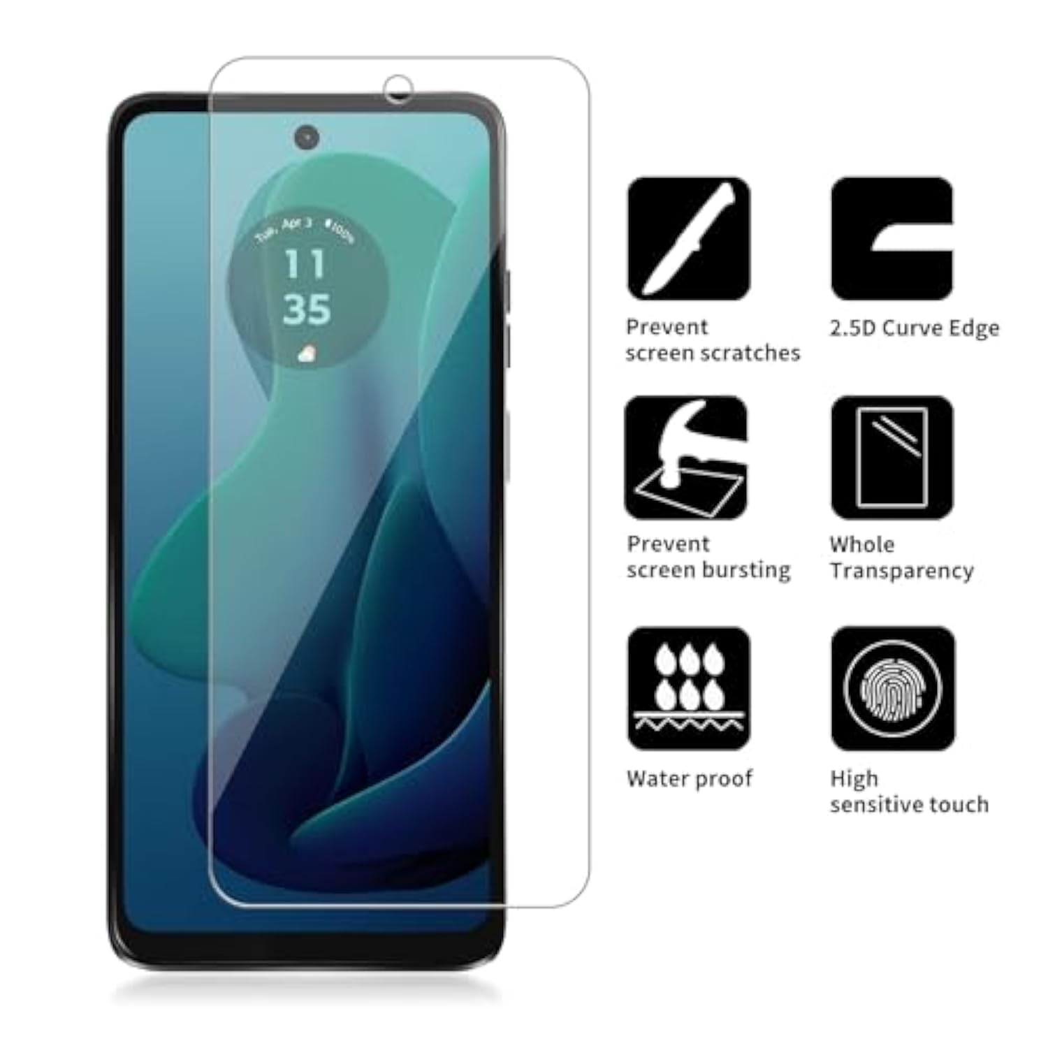 4-Pack Tempered Glass Screen Protector for Motorola Moto G 5G 2024 Case Friendly