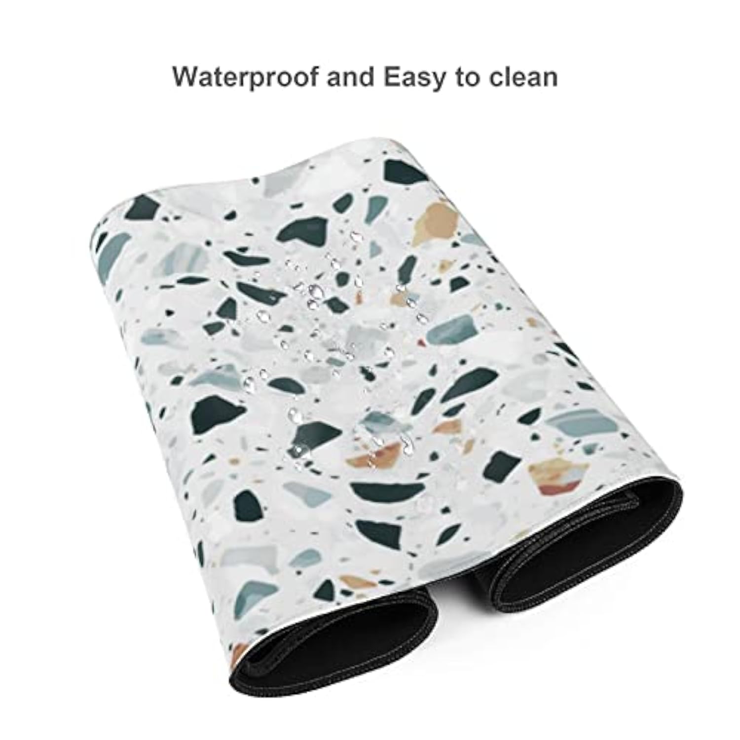 Laptop Mouse Pad Terrazzo Seamless Stone Desk Mat With Stitched Edges 31.5X 11.8 Inch Non-Slip Large Keyboard Rubber Writing Table Mat For Office Home