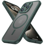 ImpactStrong Magnetic Guard Designed for iPhone 15 Pro Max Case with Camera Protection and Military Grade Drop Tested Compatibility with MagSafe Slim Translucent Matte Phone Case 6.7 Dark Green