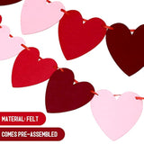 4 Pieces Felt Heart Garland Valentines Day Felt Hearts Banner For Vale