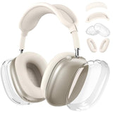 [4 In 1] Silicone Case Cover For Airpods Max, Clear Soft Tpu Ear Cups Cover/Ear Pad Case Covers/Headband Covers Transparent Accessories For Apple Airpods Max (2024/2020)(Usb-C/Lightning), Stone