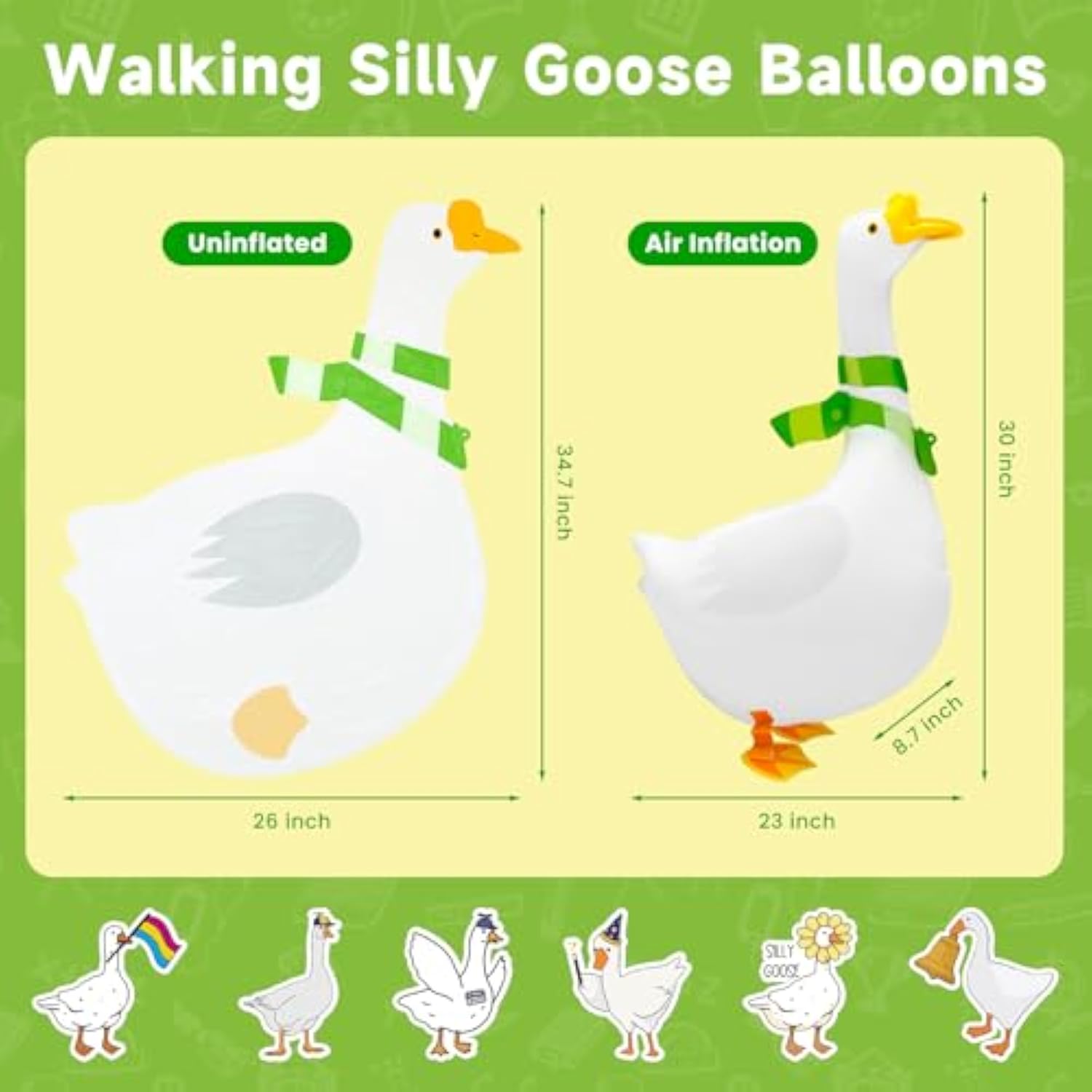 4 Pcs Walking Silly Goose Balloons, Large 26X34.7In Cute Animal Goose Balloons With Scarf & Movable Feet For One Silly Goose Birthday Decor, Baby Showers, Farm Party Photo Props