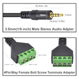 3.5Mm Speaker Wire Adapter, 3.5Mm (1/8") 4 Pole Stereo Trrs Male Jack To Av 4 Screw Terminal Block Balun Connectors Cable 30Cm (1/8Inch/ 4Pin)