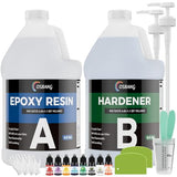 Epoxy Resin 1 Gal, Epoxy Resin Kit For Beginner & Crafter, Crystal Clear Epoxy Resin For Casting, Coating, Jewelry Making & Diy, Hard Type No Bubble Non-Yellowing Deep Pour Resin(0.5 Gal×2)