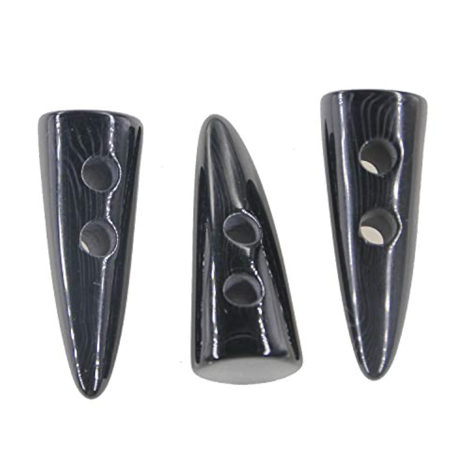 Buttons 10Pcs Black Color Resin Toggle Buttons Horn Tooth Shape Two Ho