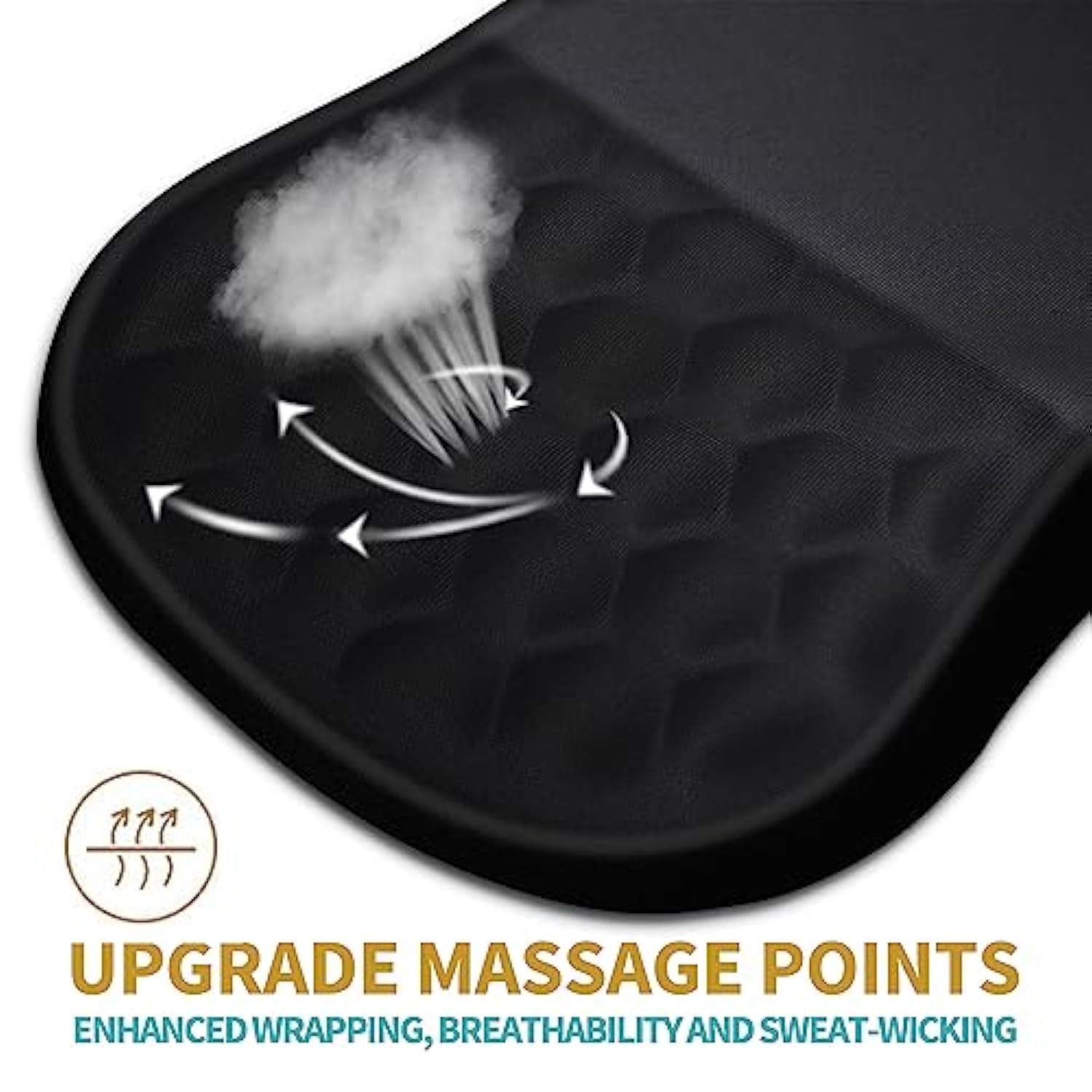 Ergonomic Mouse Pad Wrist Support With Massage Design, Wrist Rest Pain Relief Mousepad With Memory Foam&Nonslip Pu Base, Mouse Pads For Wireless Mouse & Desk (12X8 Inch,Black)