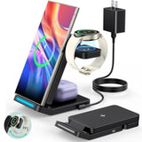 Foldable Wireless Charger For Samsung, 3 In 1 Fast Samsung Charging Station For S25 Ultra S24/S23/S22/Z Fold 7/6/Z Flip/Note, Rotatable Samsung Watch Charger For Galaxy Ultra/8/7/6, Galaxy Buds, Black