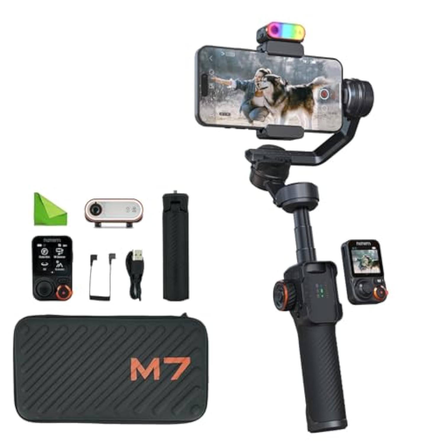 Hohem iSteady M7 Gimbal Stabilizer for iPhone,3-Axis Gimbal for Smartphone w/AI Tracking,Detachable Remote,Extendable Pole,Magnetic Light,Phone Stabilizer for Video Recording - Hohem M6 Kit Upgrade