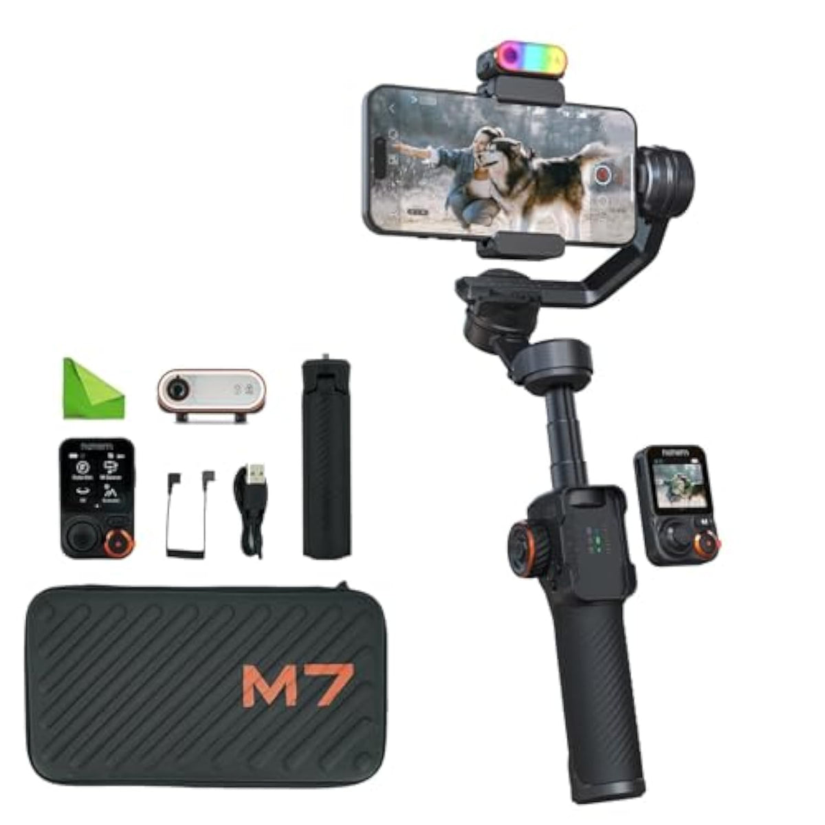Hohem iSteady M7 Gimbal Stabilizer for iPhone,3-Axis Gimbal for Smartphone w/AI Tracking,Detachable Remote,Extendable Pole,Magnetic Light,Phone Stabilizer for Video Recording - Hohem M6 Kit Upgrade