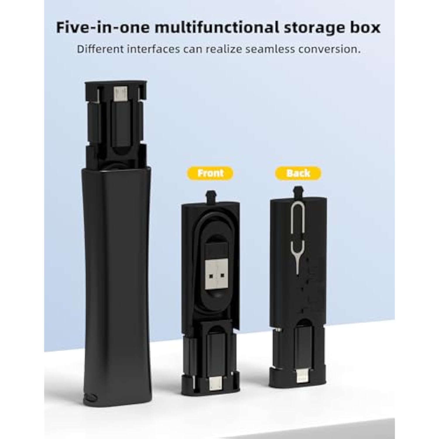 60W Usb C Charging Cable Travel Adapter Kit Set Storage Box Organizer(5 In 1)For Apple Iphone Micro Usb Data Transfer Lightning 27W Fast Charger Power Android Compatible For Samsung Sim Micro Sd Slot