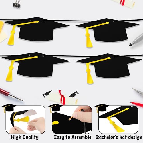 16PCS Graduation Decorations Banner 2026, Congrats Grad Banner, Black Graduations Party Banner Decorations, 2026 Graduation Garland for College High School Grad Party Supplies Decor
