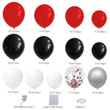 Red Black And White Balloon Garland Arch Kit With Different Size Red Black White Silver Confetti Balloons For Shower Birthday New Year Graduation Wedding Racing Car Poker Party Decorations
