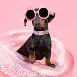 Valentine'S Day Dog Collar Metal Buckle Collar Blue Pink Love Heart Gift For Small Medium Large Boys Girls Dogs Wedding