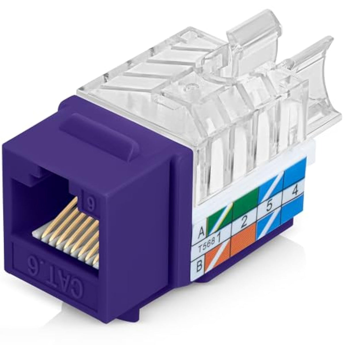 45° Angled Cat6 Keystone Jack In Purple - Slim Profile Rj45 Ethernet Connector
