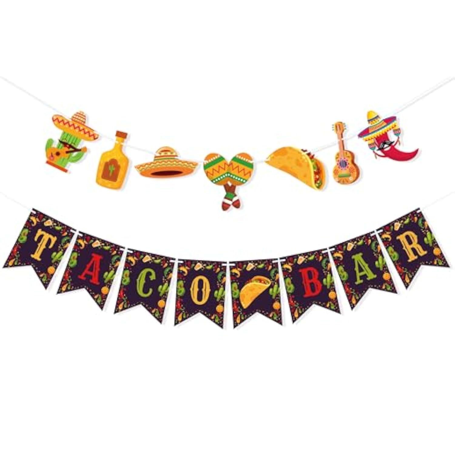 Taco Bar Banner, Mexican Fiesta Party Decorations for Cinco De Mayo & Celebrations