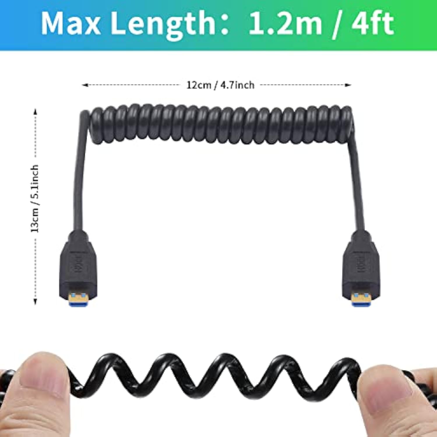 8K Coiled Micro Hdmi To Micro Hdmi 2.1 Cable, 48Gbps Extreme Thin Micro Hdmi M