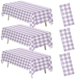 Light Purple Gingham Party Tablecloth Decorations, 3 Pack Purple Checkered Disposable Plaid Party Supplies Tablecover, For Birthday Baby Shower Bridal Wedding, 55In X 86In