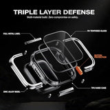Metal Rugged Case For Apple Watch 44Mm Case, Shockproof Protective Case Bumper Full-Metal Bezel 9H Tempered Glass Screen Protector Cover For Iwatch 6 5 4 Se