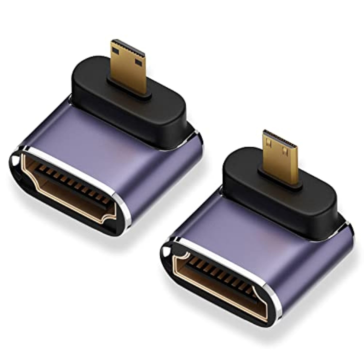 8K Micro Hdmi To Hdmi Adapter (2 Pack), Up And Down 90 Degree Right Angle Micr