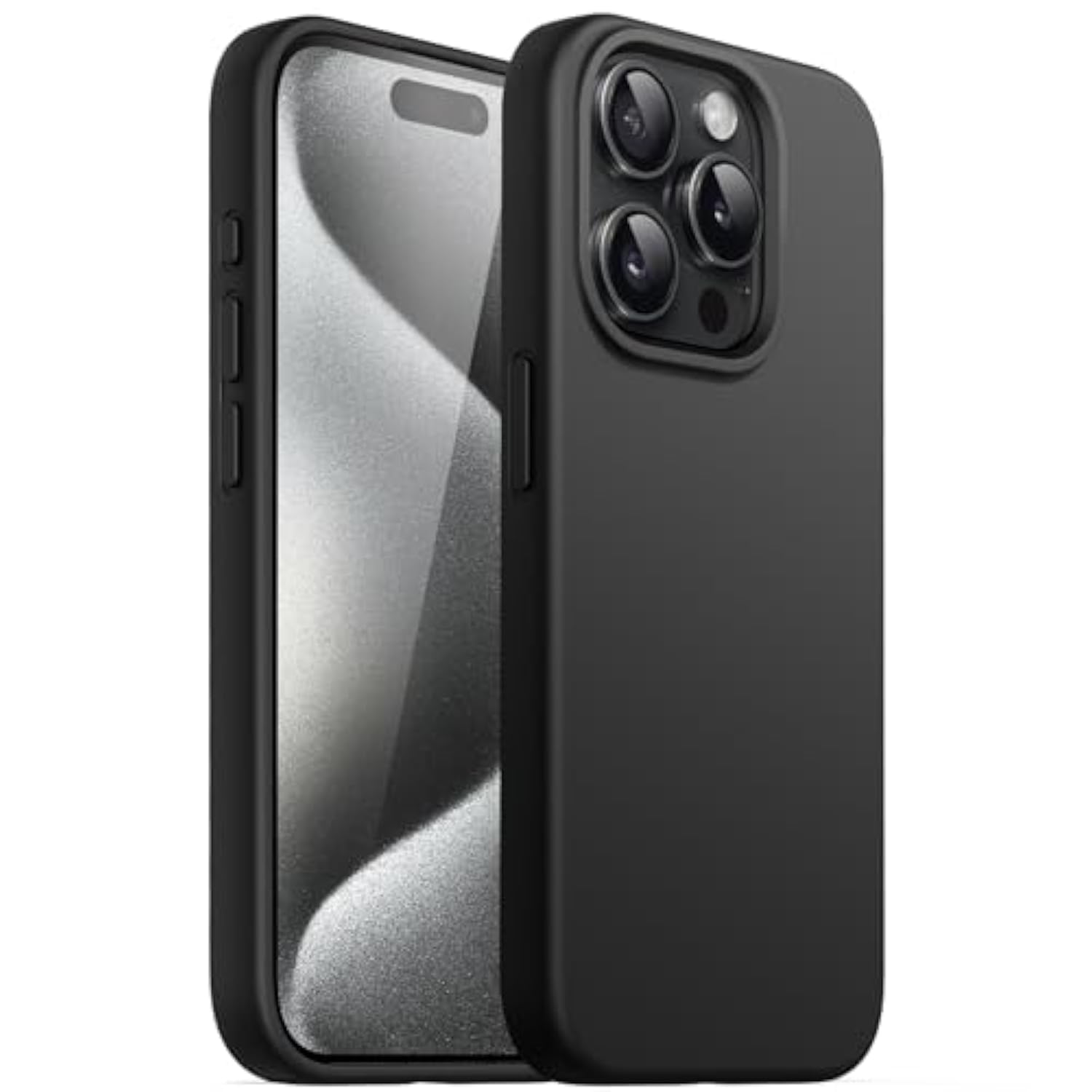 JETech Silicone Case for iPhone 15 Pro Max 6.7-Inch, Silky-Soft Touch Full-Body Protective Phone Case, Shockproof Cover (Black)