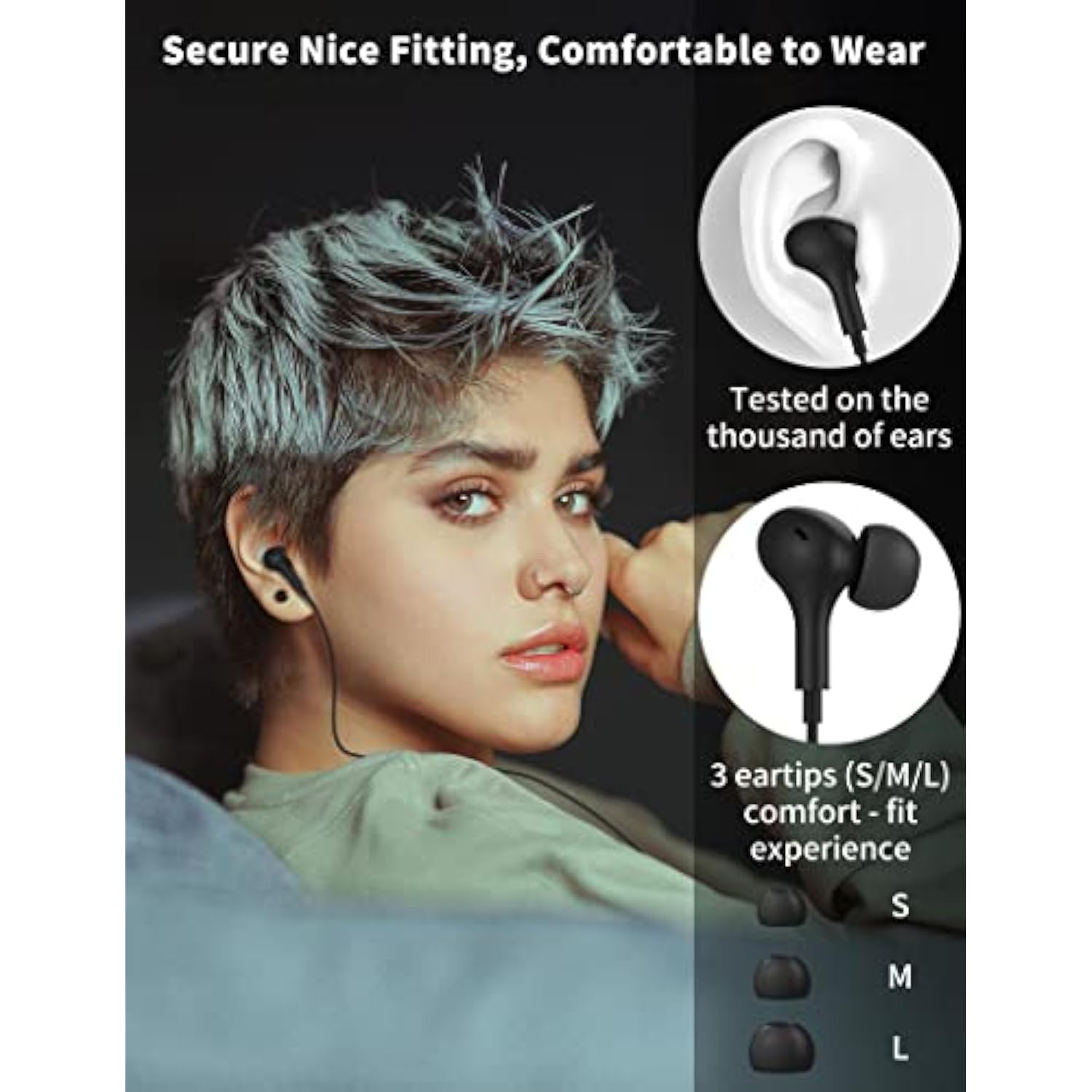 Wired Earbuds With Microphone, 3.5Mm Jack Earphone Magnetic In-Ear Headphone S