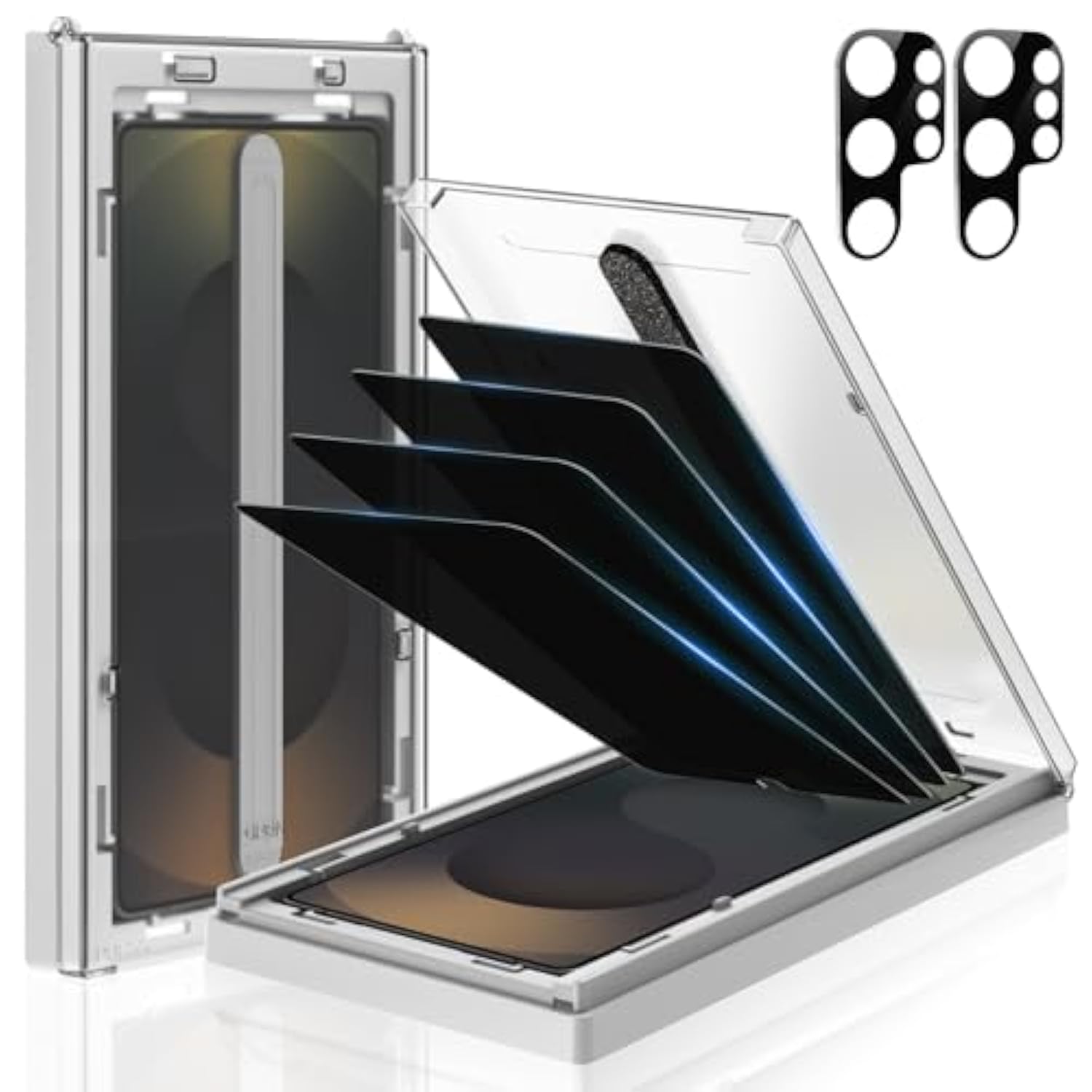 4 Pack Privacy Screen Protector For Samsung Galaxy S25 Ultra 6.9" With 2 Pack Camera Lens Protector [Auto Alignment/Dust Removal] Anti Spy Tempered Glass [Military Grade Shatterproof] 100% Ultrasonic Fingerprint Id Unlock