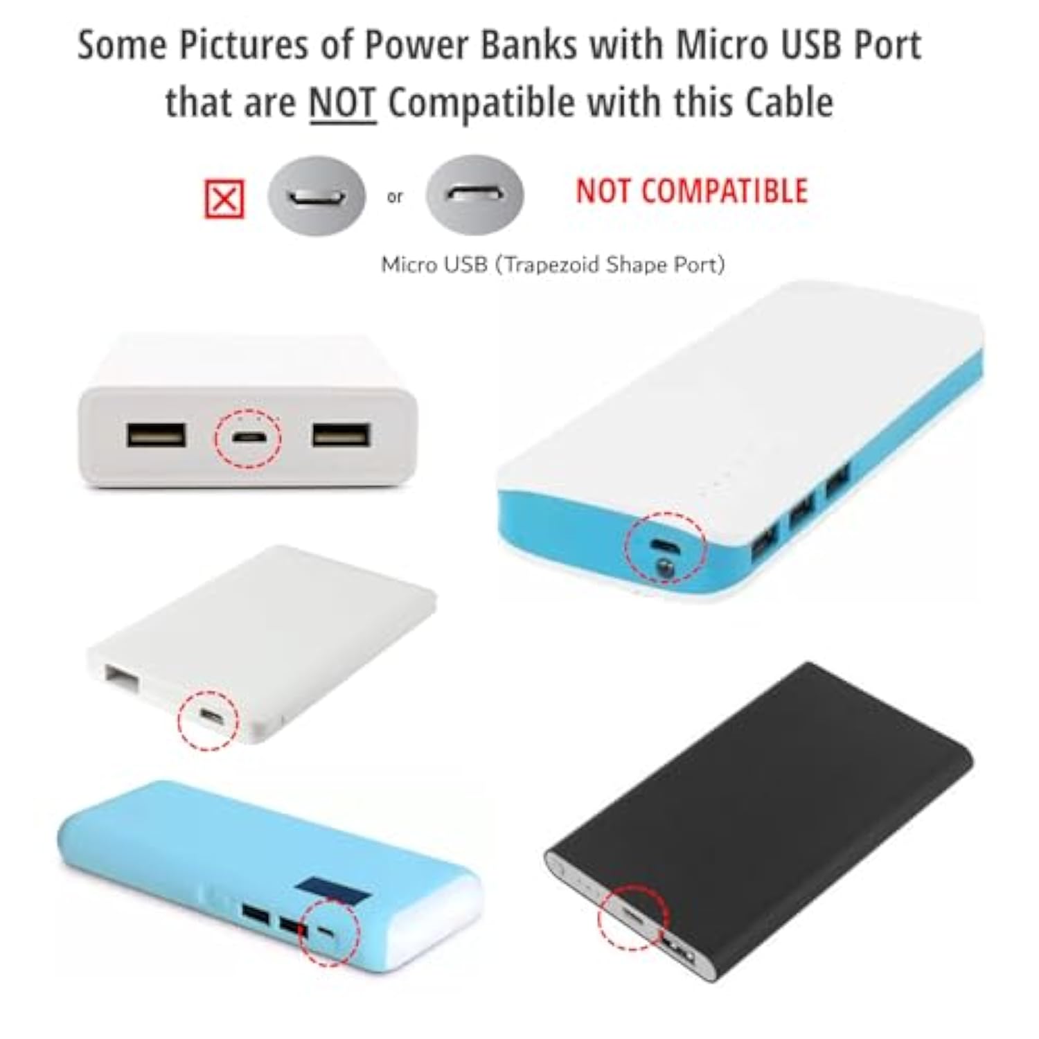 Usb-C Charging Cable Cord Wire For Power Banks Compatible With Iwalk, Spigen Pocketboost, Iniu, Ravpower, Bonai, Anker Usbc & Other Powerbanks With Usb C Input (See Pictures/Details Before Buying)