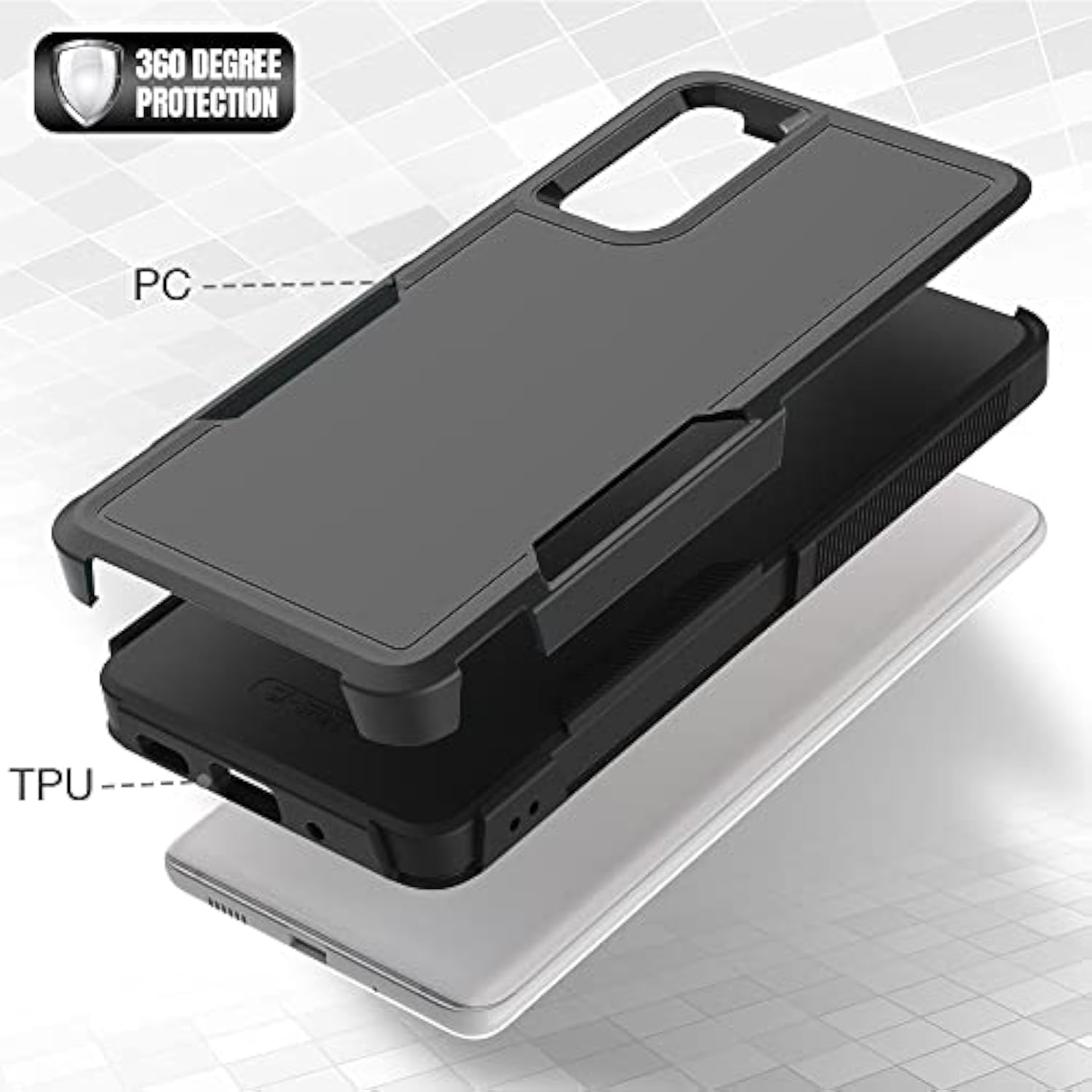 Rugged Dual Layer Shockproof Case with Screen Protector for Samsung S20 FE Black