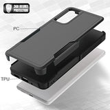Rugged Dual Layer Shockproof Case with Screen Protector for Samsung S20 FE Black