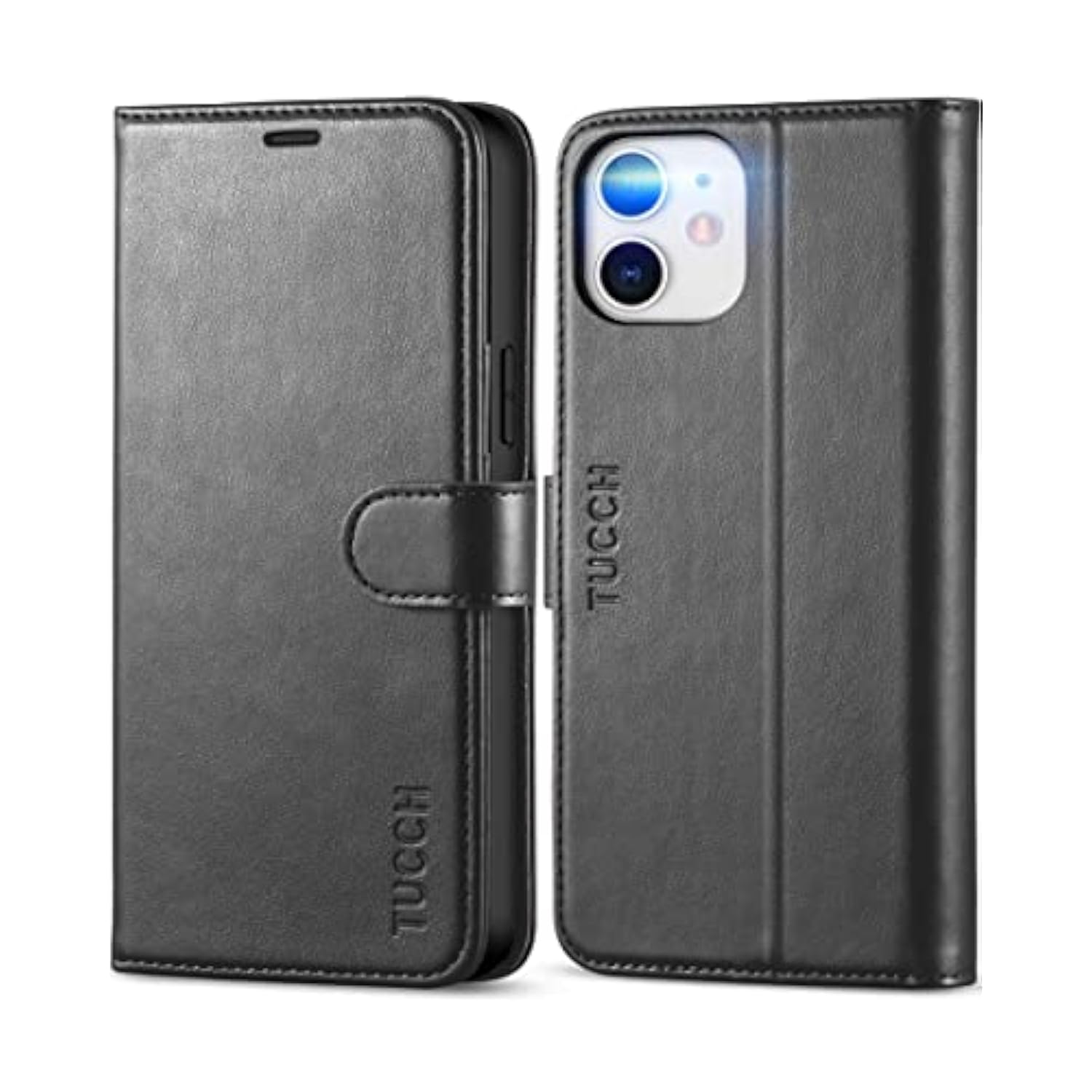 TUCCH Wallet Case for iPhone 12 /iPhone 12 Pro 5G, RFID Blocking Card Slot Stand [Shockproof TPU Interior Case] PU Leather Magnetic Protect Flip Cover Compatible with iPhone 12 Pro/12 6.1-inch, Black