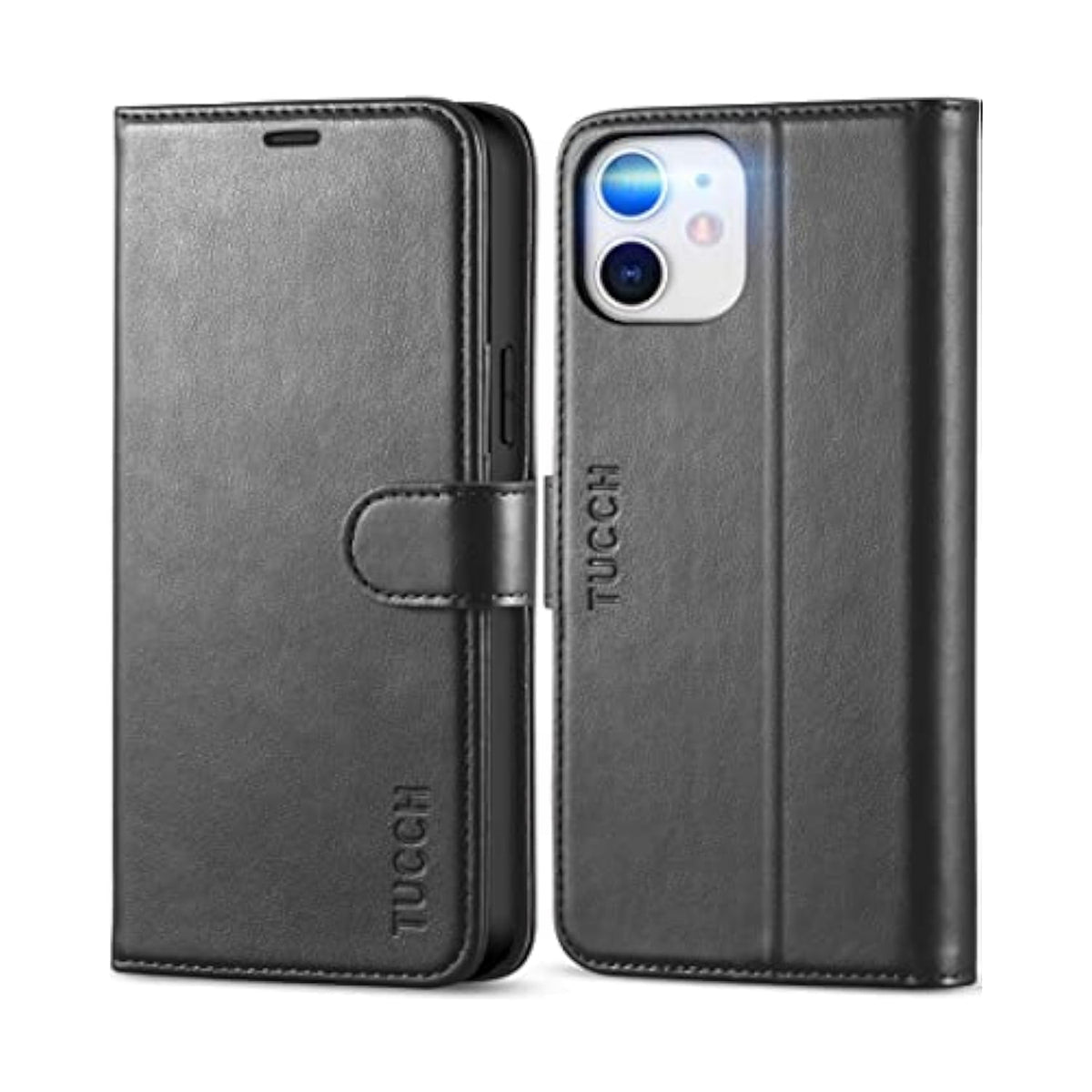 TUCCH Wallet Case for iPhone 12 /iPhone 12 Pro 5G, RFID Blocking Card Slot Stand [Shockproof TPU Interior Case] PU Leather Magnetic Protect Flip Cover Compatible with iPhone 12 Pro/12 6.1-inch, Black