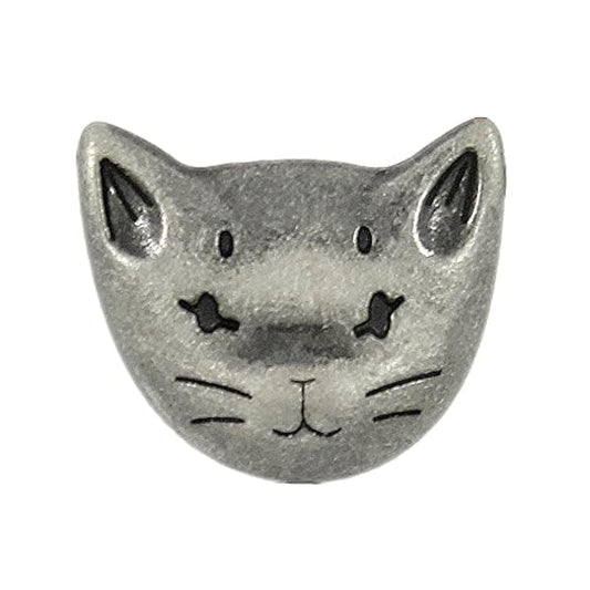 12 Pieces Cute Cat Metal Shank Buttons 18Mm (Gray Silver)