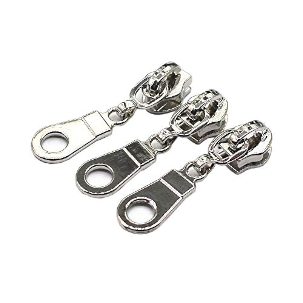 50Pcs #5 Silver Pulls For Nylon Coil Zippers Shiny Silver Zipper Slide